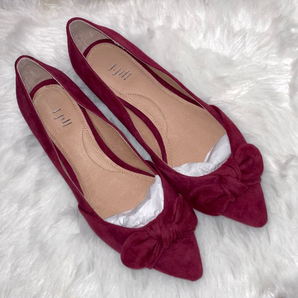 J. Jill Pointed Toe Bow Flats - Bordeaux